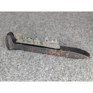 Railroad Spike With Silver Model Train On Top Hauling Topaz 7" Long